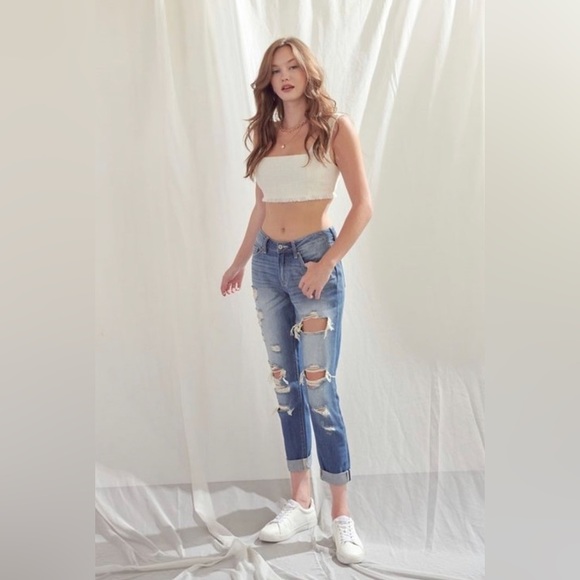 KanCan Denim - KanCan Boyfriend Heavy Torn Jeans Women's denim jeans